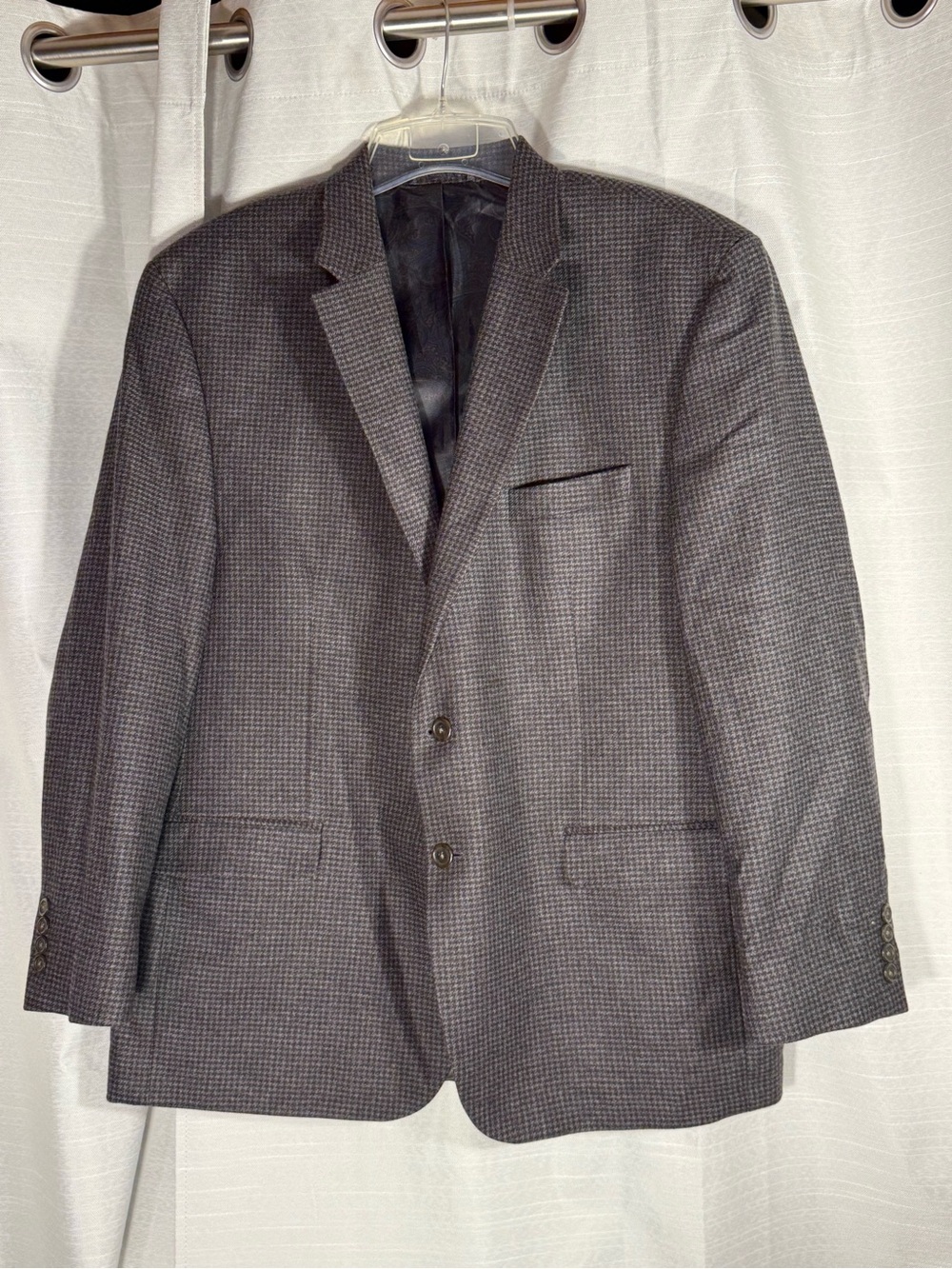 Lauren Ralph Lauren 46R Men's Gray navy houndstooth wool/ cashmere Blazer